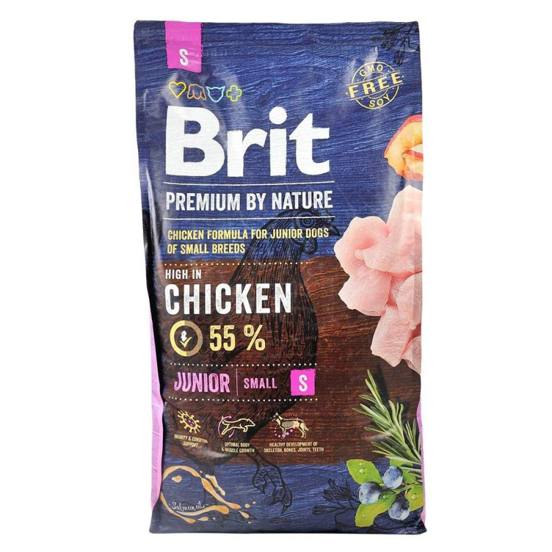 Сухий корм Brit Premium для собак молодих малих порід, з куркою, 8 кг