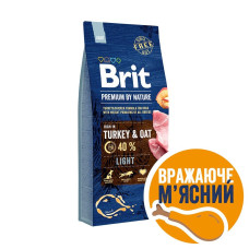 Сухий корм Brit Premium Light для собак всіх порід - з схильністью до зайвої ваги, з індичкою, 15 кг