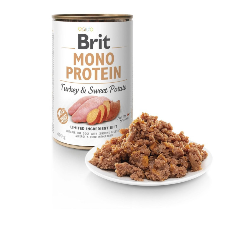 Влажный беззерновой корм Brit Care Mono Protein для собак всех пород, с тунцем и бататом, 400 г
