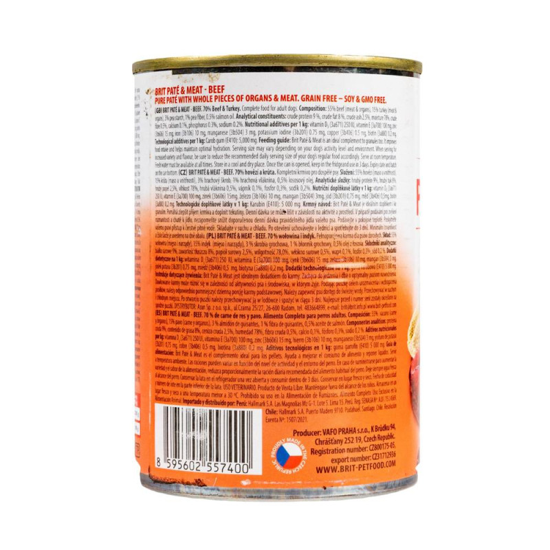Влажный корм Brit Care Pate & Meat для собак всех пород, с говядиной и индейкой, 400 г