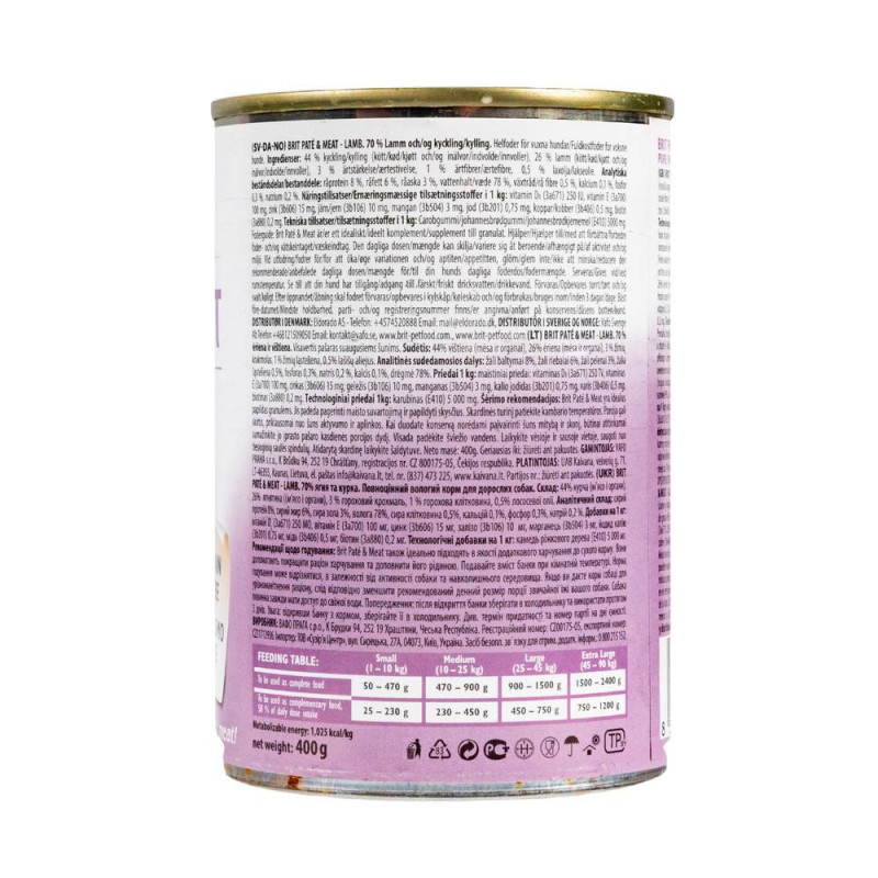 Вологий корм Brit Care Pate & Meat для собак всіх порід, з ягням, 400 г