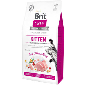 Сухий беззерновий корм Brit Care Healthy Growth & Development для кошенят - здорове зростання та розвиток, з куркою та індичкою, 7 кг
