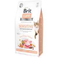 Сухий беззерновий корм Brit Care Sensitive Healthy Digestion & Delicate Taste для котів - з чутливим травленням, з індичкою та лосем, 7 кг