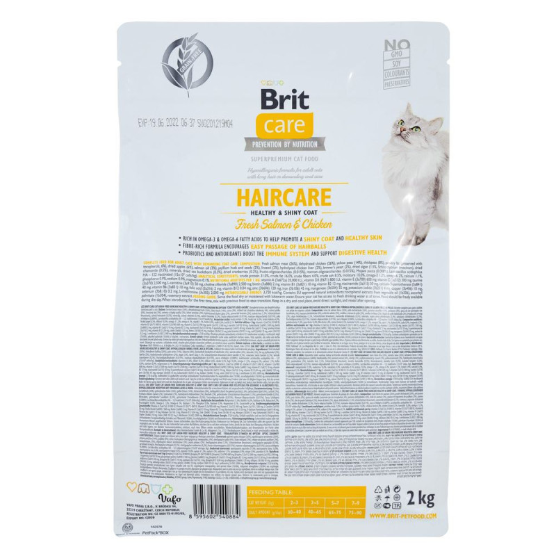 Сухой беззерновой корм Brit Care Haircare Healthy & Shiny Coat - здоровая и блестящая шерсть, с лососем и курицей, 2 кг