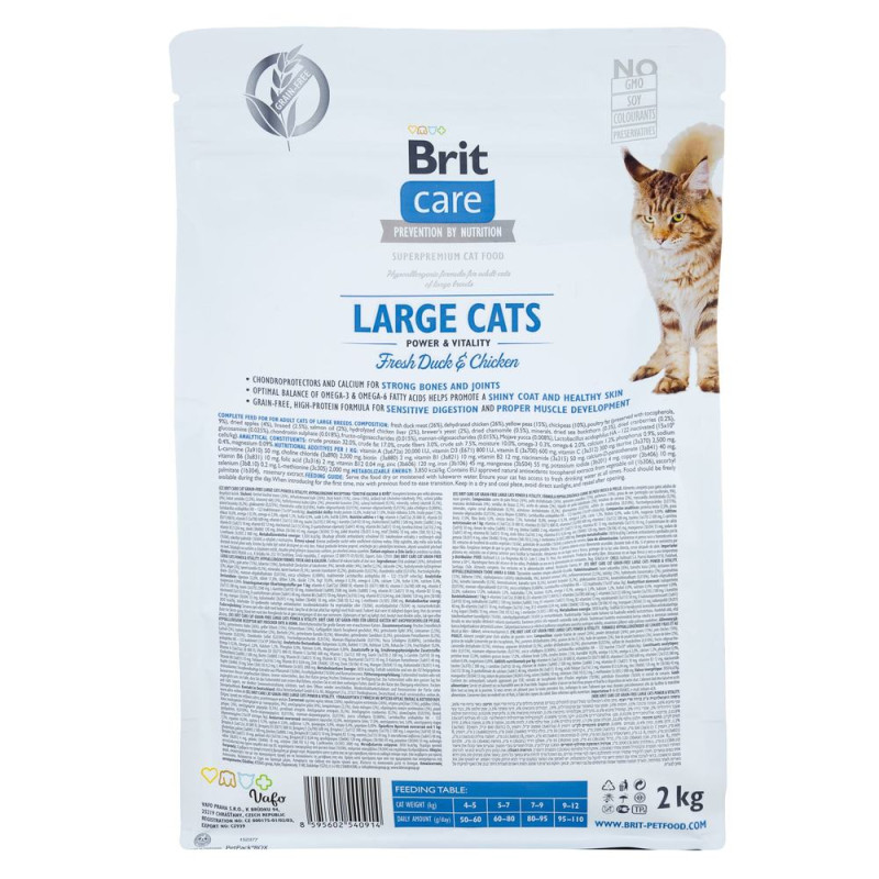 Сухой беззерновой корм Brit Care Power & Vitality для кошек - энергия и жизненная сила, с уткой и курицей, 2 кг