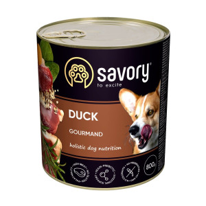 Вологий корм Savory Gourmand для собак всіх порід - вибагливих, з качкою, 800 г