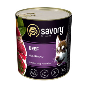 Вологий корм Savory Gourmand для собак всіх порід - вибагливих, з яловичиною, 800 г