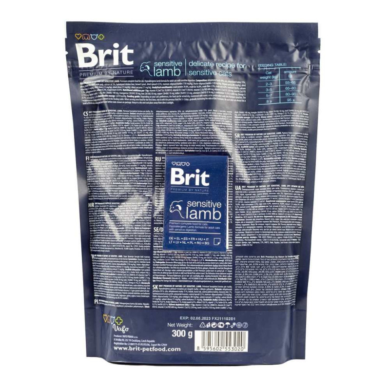 Сухий корм Brit Premium Sensitive для котів - з чутливим травленням, з ягням, 300 г