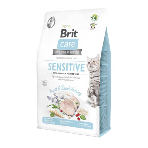 Сухой беззерновой корм Brit Care Sensitive Food Allergy Management для кошек – чувствительных к аллергии на еду, с насекомыми и рыб, 2 кг