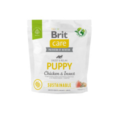 Сухий корм Brit Care Sustainable для цуценят всіх порід, з куркою та комахами, 1 кг