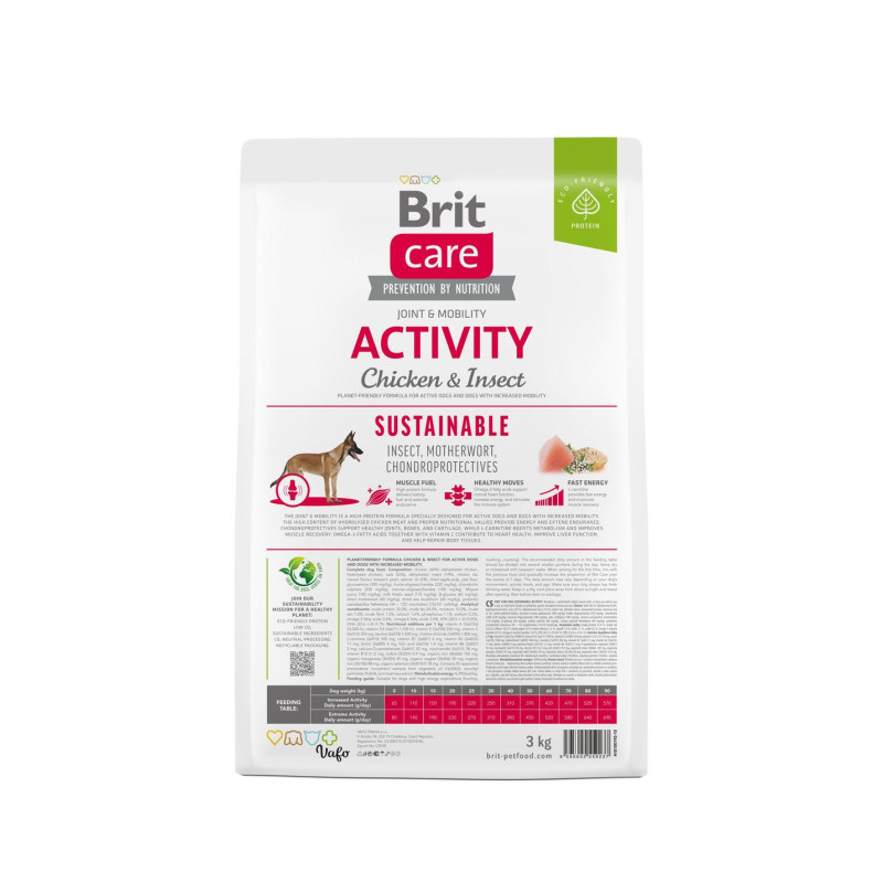 Сухой корм Brit Care Sustainable Activity для собак всех пород - активных, с курицей и насекомыми, 3 кг