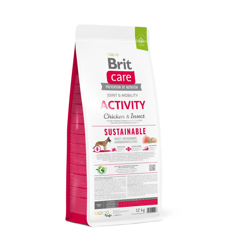 Сухой корм Brit Care Sustainable Activity для собак всех пород - активных, с курицей и насекомыми, 12 кг