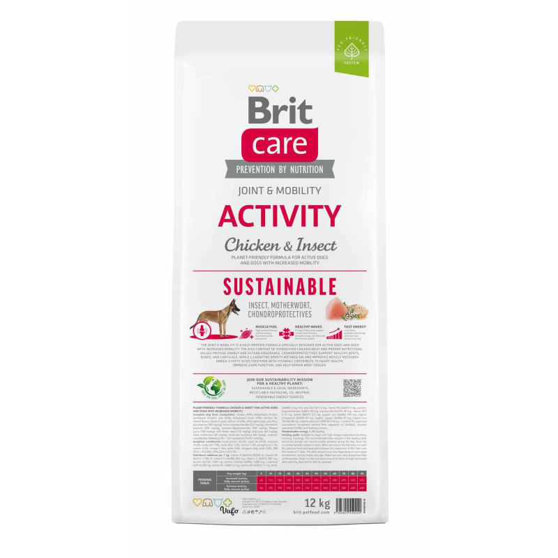 Сухой корм Brit Care Sustainable Activity для собак всех пород - активных, с курицей и насекомыми, 12 кг