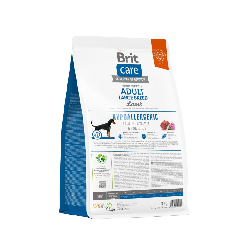 Сухой корм Brit Care Hypoallergenic для собак больших пород – при нежелательных реакциях, с ягненком, 3 кг