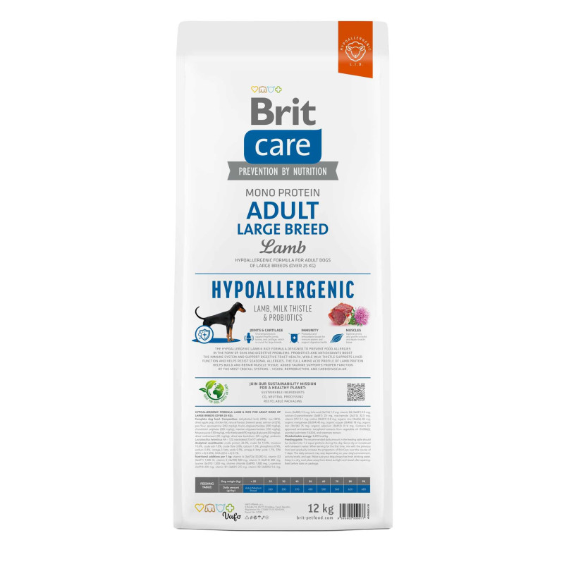 Сухой корм Brit Care Hypoallergenic для собак больших пород - при нежелательных реакциях, с ягненком, 12 кг