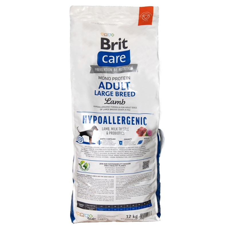Сухой корм Brit Care Hypoallergenic для собак больших пород - при нежелательных реакциях, с ягненком, 12 кг