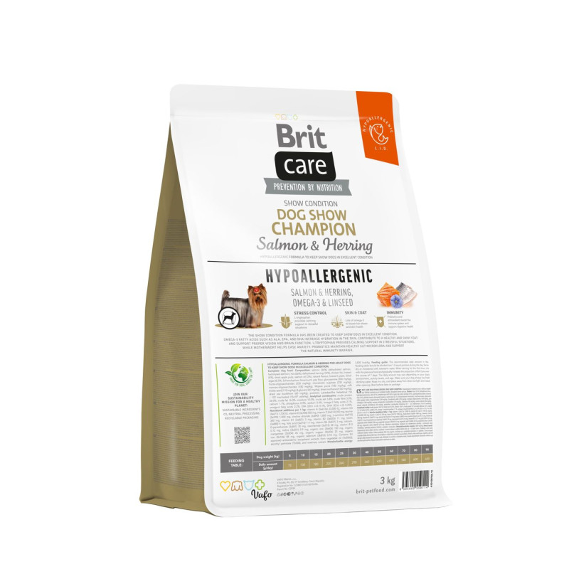 Сухой корм Brit Care Hypoallergenic для выставочных собак - при нежелательных реакциях, с лососем и селедкой, 3 кг