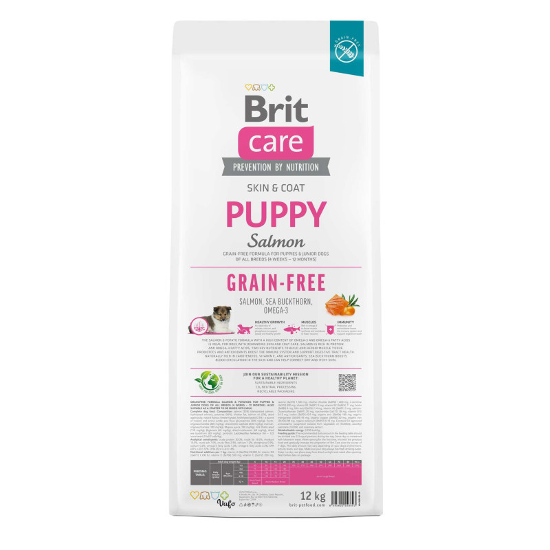 Сухой беззерновой корм Brit Care для щенков всех пород, с лососем, 12 кг.