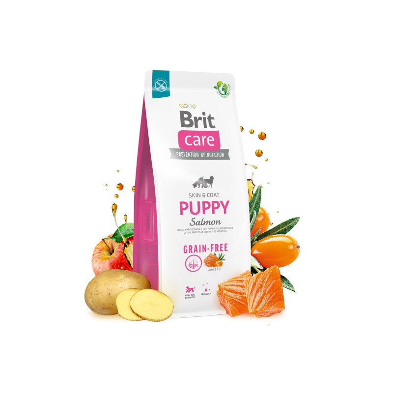 Сухой беззерновой корм Brit Care для щенков всех пород, с лососем, 12 кг.