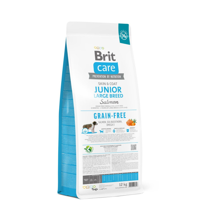 Сухой беззерновой корм Brit Care для собак молодых больших пород, с лососем, 12 кг.