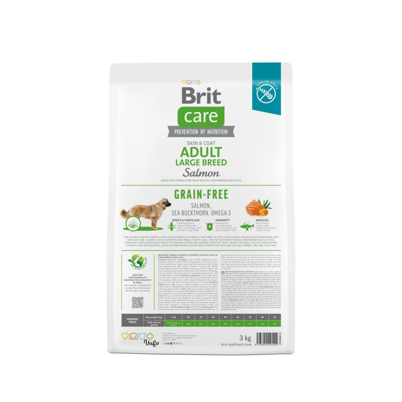 Сухой беззерновой корм Brit Care для собак больших пород, с лососем, 3 кг