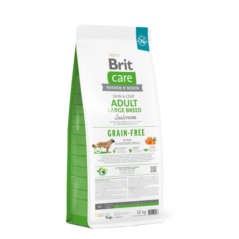 Сухой беззерновой корм Brit Care для собак больших пород, с лососем, 12 кг.