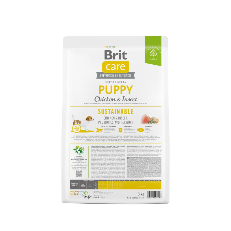 Сухий корм Brit Care Sustainable для цуценят всіх порід, з куркою та комахами, 3 кг
