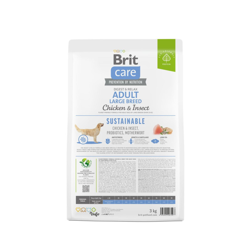 Сухий корм Brit Care Sustainable для собак великих порід, з куркою та комахами, 3 кг