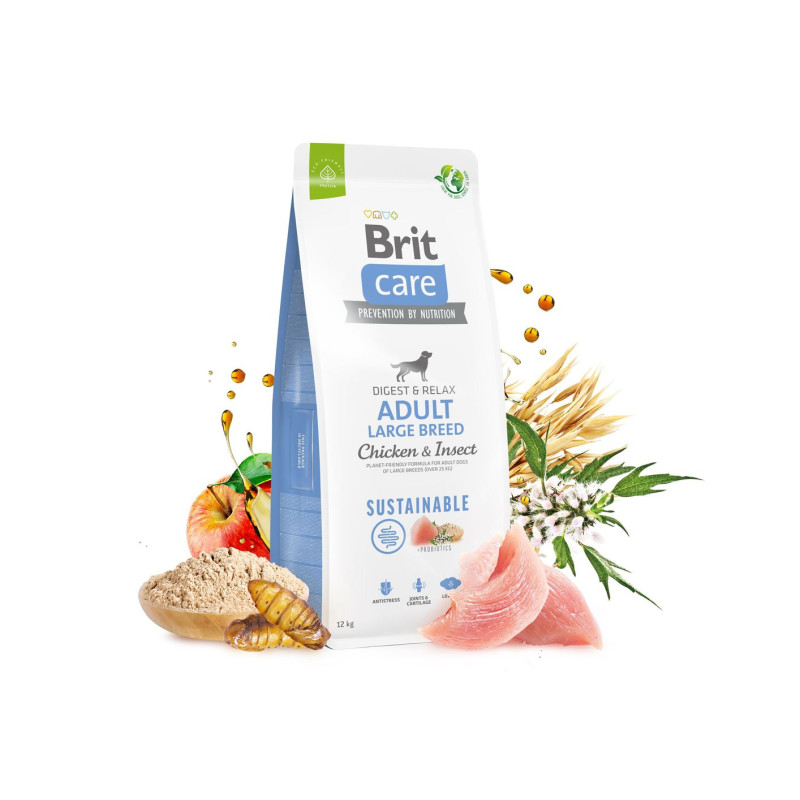 Сухий корм Brit Care Sustainable для собак великих порід, з куркою та комахами, 3 кг