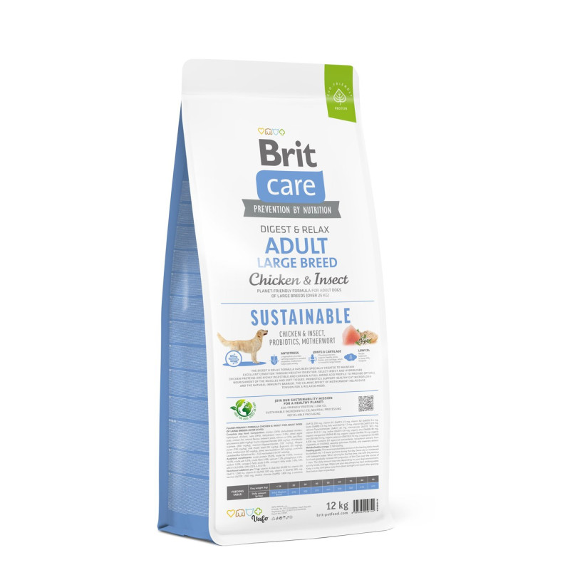 Сухий корм Brit Care Sustainable для собак великих порід, з куркою та комахами, 12 кг