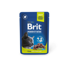 Вологий корм Brit Premium для котів стерилізованих, у соусі, з ягням, 100 г
