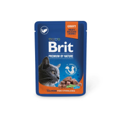 Вологий корм Brit Premium для котів стерилізованих, у соусі, з лососем, 100 г