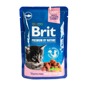 Влажный корм Brit Premium для котят, в соусе, с белой рыбой, 100 г