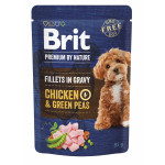 Влажный корм Brit Premium Fillets для собак малых пород, филе в соусе, с курицей и горошком, 85 г