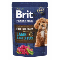 Влажный корм Brit Premium Fillets для собак малых пород, филе в соусе, с ягненком и зеленым горошком, 85 г