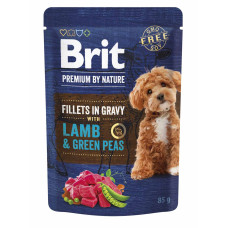 Влажный корм Brit Premium Fillets для собак малых пород, филе в соусе, с ягненком и зеленым горошком, 85 г