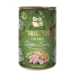 Влажный беззерновой корм Brit Care Christmas для собак всех пород, рождественский ужин с кроликом, 400 г.