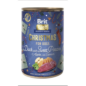Влажный беззерновой корм Brit Care Christmas для собак всех пород, рождественский ужин с уткой, 400 г.