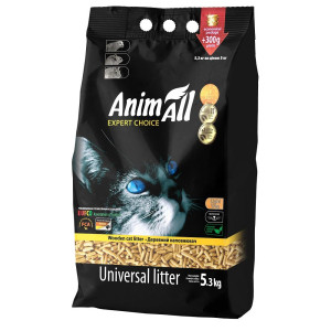 Деревний наповнювач AnimAll АнімАлл без аромату, для кішок, 5 кг + 300 г в подарунок (111290)