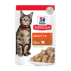 Hill's SCIENCE PLAN Adult Вологий корм для дорослих котів, з індичкою, пауч, 85г