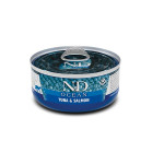Влажный беззерновой корм Farmina N&D OCEAN TUNA AND SALMON для кошек. Тунец и лосось. 70г