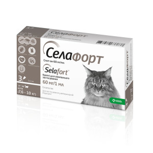 Капли на холке KRKA Selafort от блох, вшей и глистов для кошек весом 7,6 - 10 кг, 1 шт