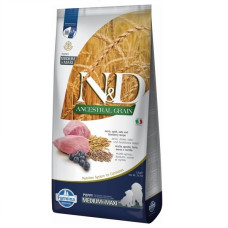 Сухий корм Farmina N&D ANCESTRAL GRAIN LAMB & BLUEBERRY PUPPY MEDIUM & MAXI для цуценят середніх та великих порід. Ягня, спельта, овес та чорниця. 12кг