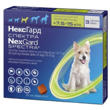 Жевательные таблетки Nexgard Spectra (Нексгард Спектра) против блох, клещей и гельминтов для собак 7,5-15 кг (М), 1 шт