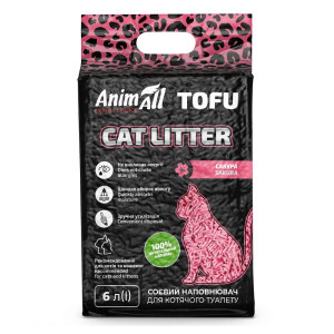 Соєвий наповнювач AnimAll Tofu Saсura з ароматом сакури, для котів, 6 літрів (2,6 кг)