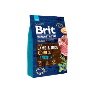 Сухий корм Brit Premium Sensitive для собак всіх порід - з чутливим травленням, з ягням, 3 кг