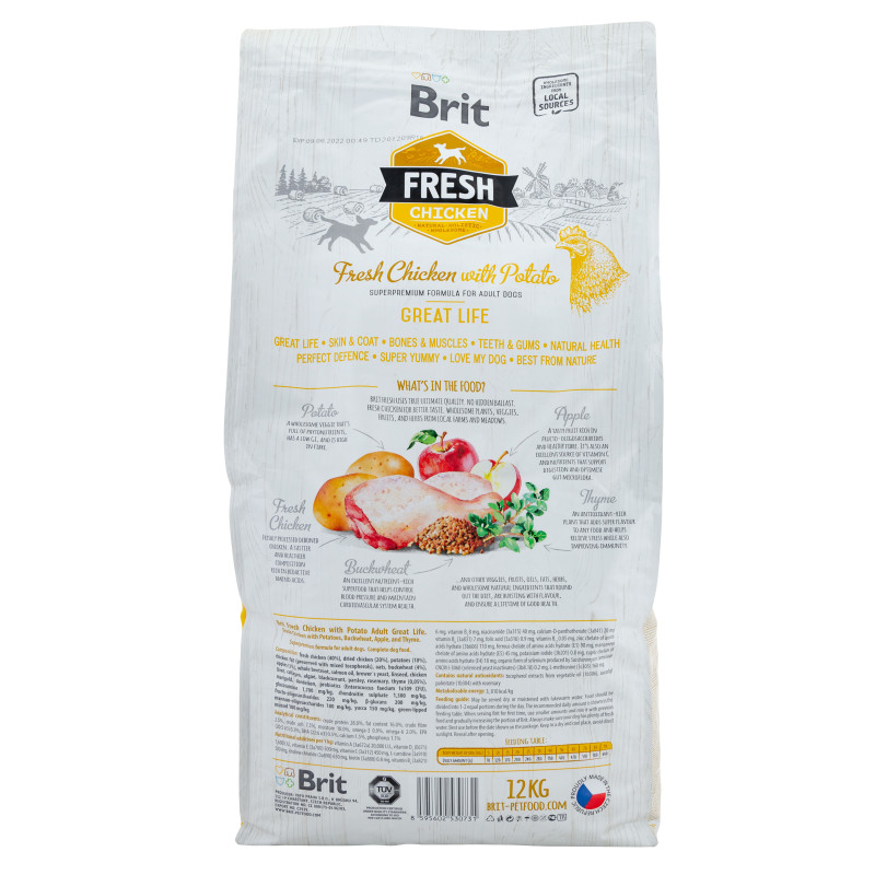 Сухий корм Brit Fresh Great Life для собак всіх порід, з куркою та картоплею, 12 кг