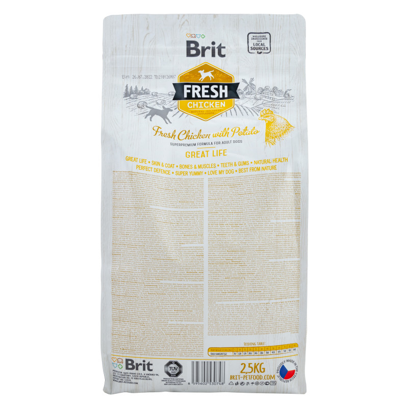 Сухий корм Brit Fresh Great Life для собак всіх порід, з куркою та картоплею, 2,5 кг