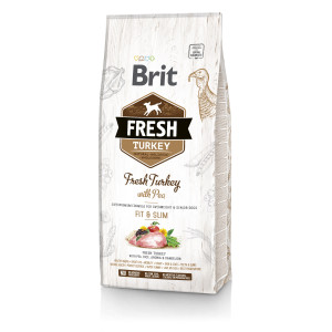 Сухий корм Brit Fresh Fit and Slim для собак всіх порід - з схильністью до зайвої ваги, з індичкою та горохом, 12 кг
