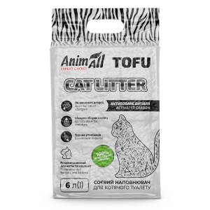 Соєвий наповнювач AnimAll Tofu Carbon з активованим вугіллям, для котів, 6 літрів (2,6 кг)